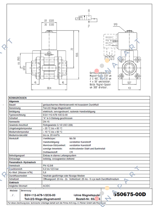 70001153  / EGV-112-A78-1/2CG-00 valvola solenoide