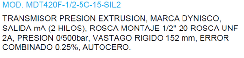 MDT420F-1/2-5C-15-SIL2 Trasduttore di pressione