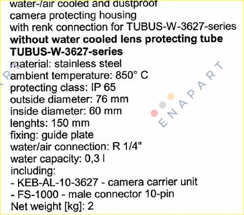 WUW-3627-76-150-E  acqua raffreddato ad aria e telecamera antipolvere